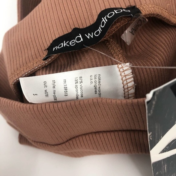 NAKED WARDROBE Snatched Rib Leggings In Coco Tan Brown Size Small NEW - Picture 10 of 12